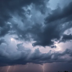 Dark thunderclouds over Wilmington NC indicating serious weather conditions.