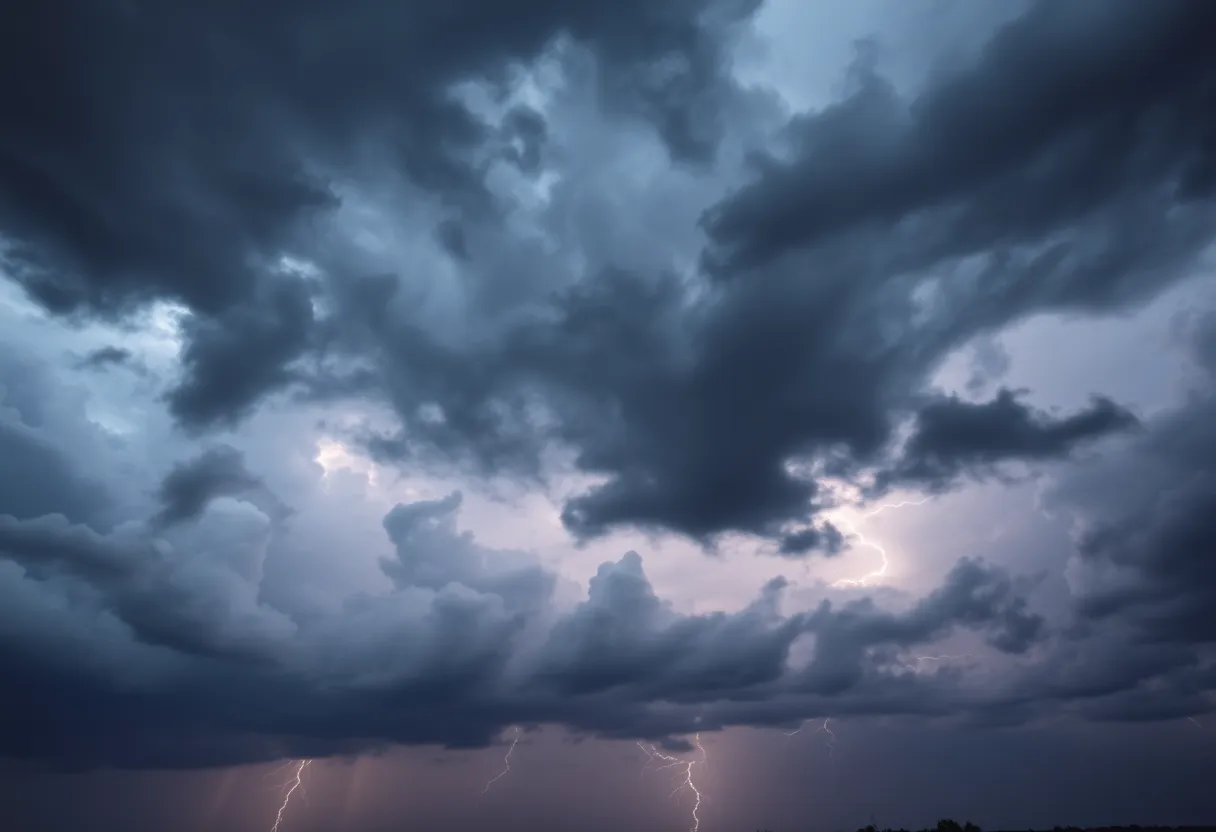 Dark thunderclouds over Wilmington NC indicating serious weather conditions.
