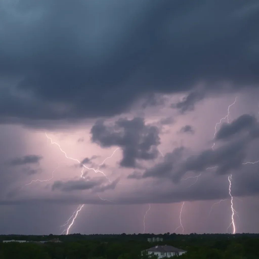 Dark thunderstorm clouds over Charleston, SC