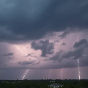 Dark thunderstorm clouds over Charleston, SC