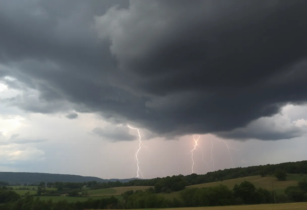 Dramatic thunderstorm clouds over Chester County