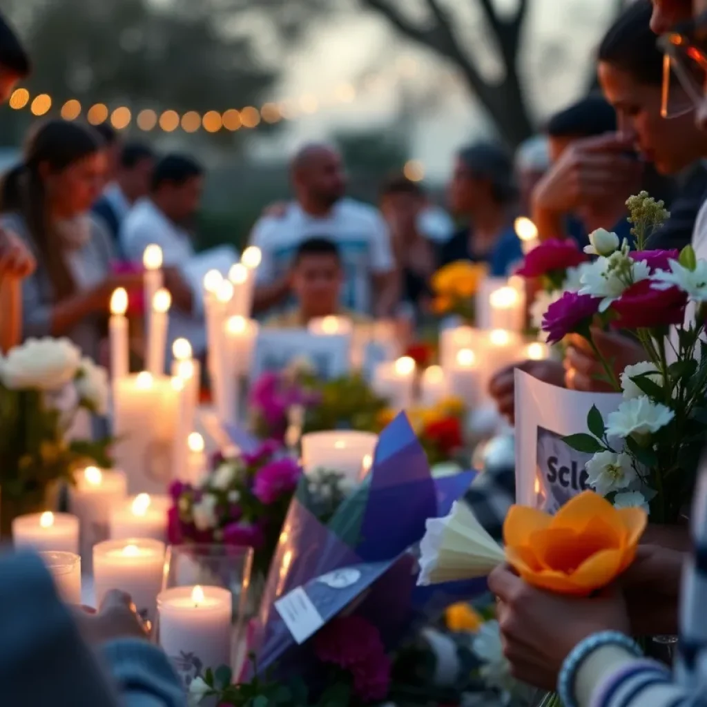 Community members gather for a vigil in memory of Trey Blackshear.