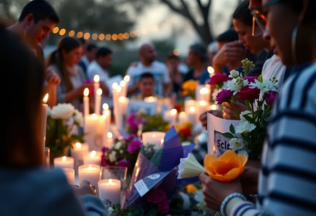 Community members gather for a vigil in memory of Trey Blackshear.