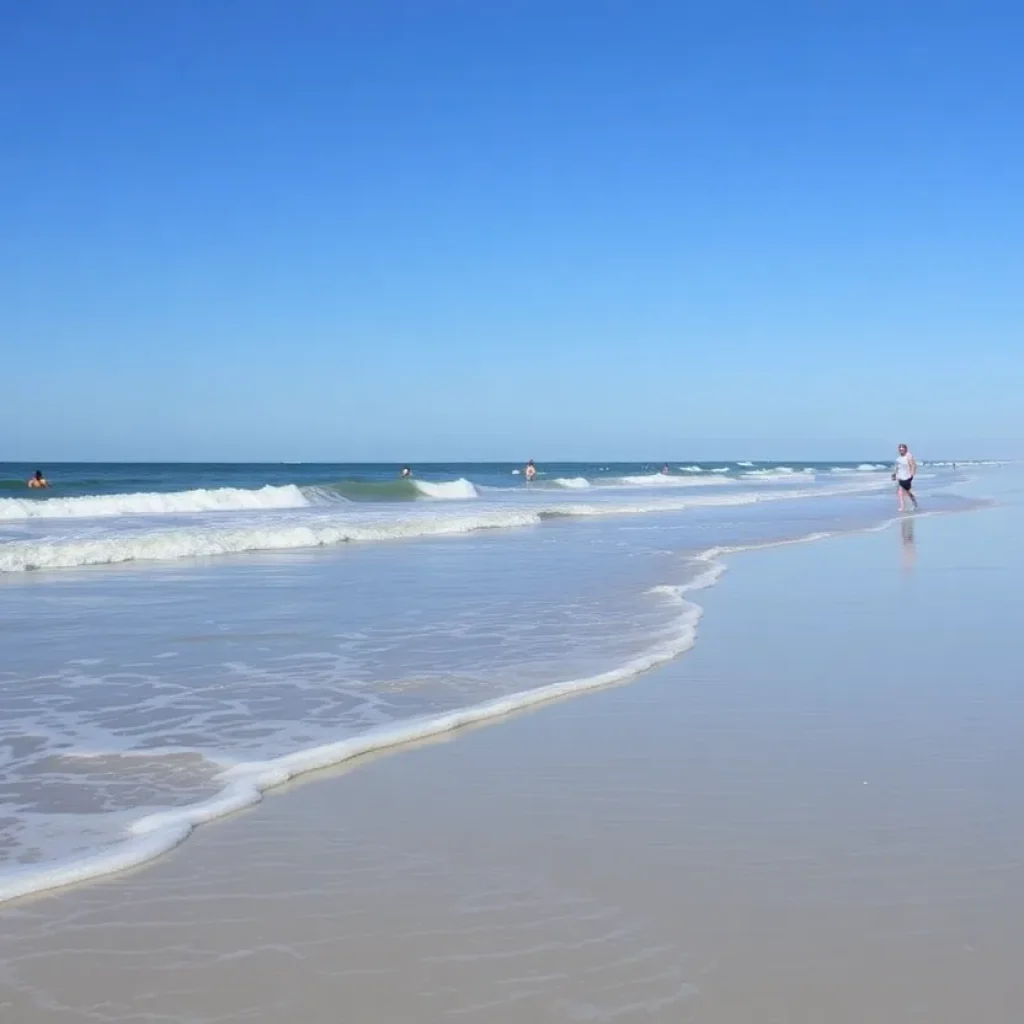 Scenic view of Hilton Head Island beach with swimmers