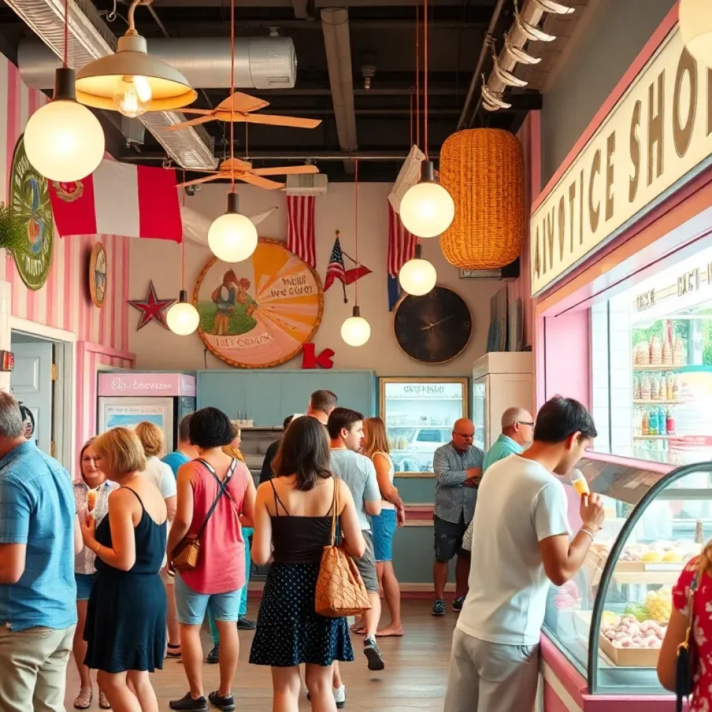 Customers enjoying ice cream at popular Hilton Head shops