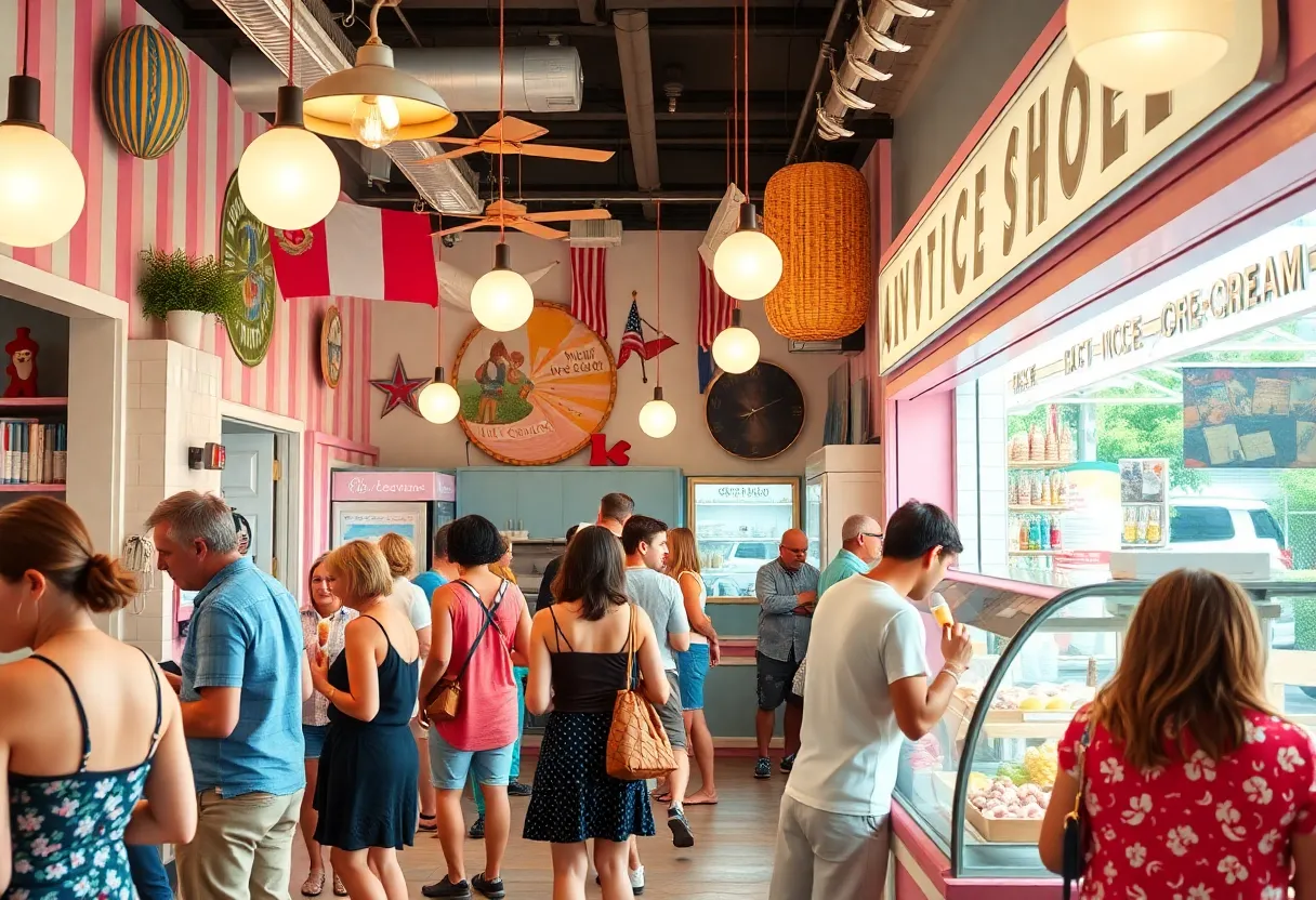 Customers enjoying ice cream at popular Hilton Head shops