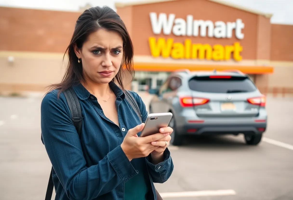 Scene of a woman feeling threatened in a parking lot