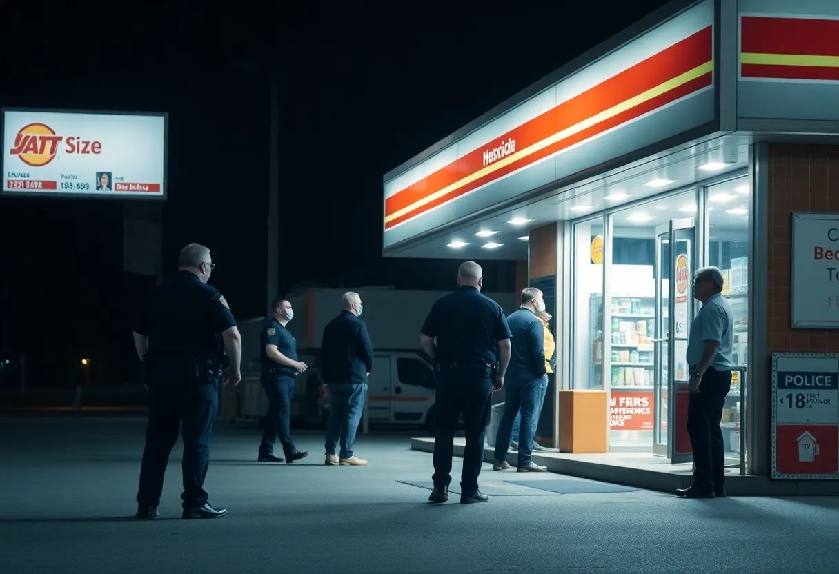 Police cars outside a convenience store in Hilton Head Island at night