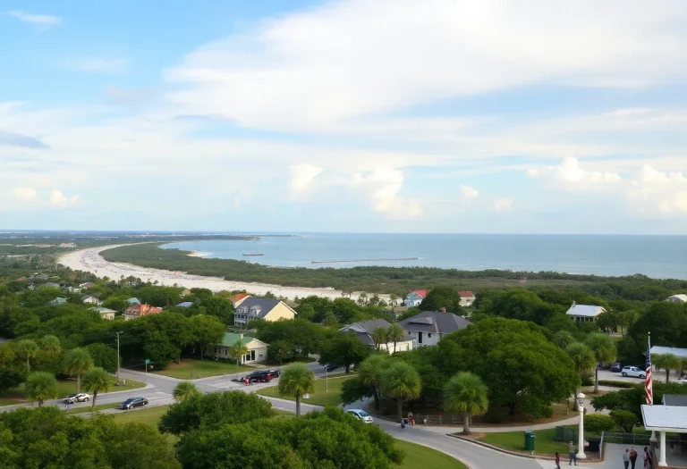 Scenic beach view of Hilton Head Island with people relaxing