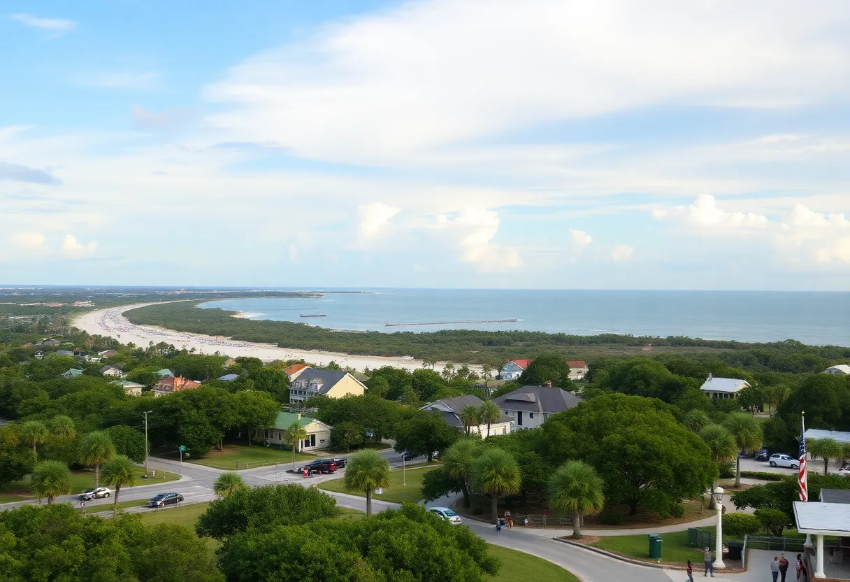 Scenic beach view of Hilton Head Island with people relaxing
