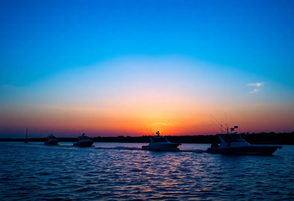 Sunset over Hilton Head Island waterway, highlighting boating safety.