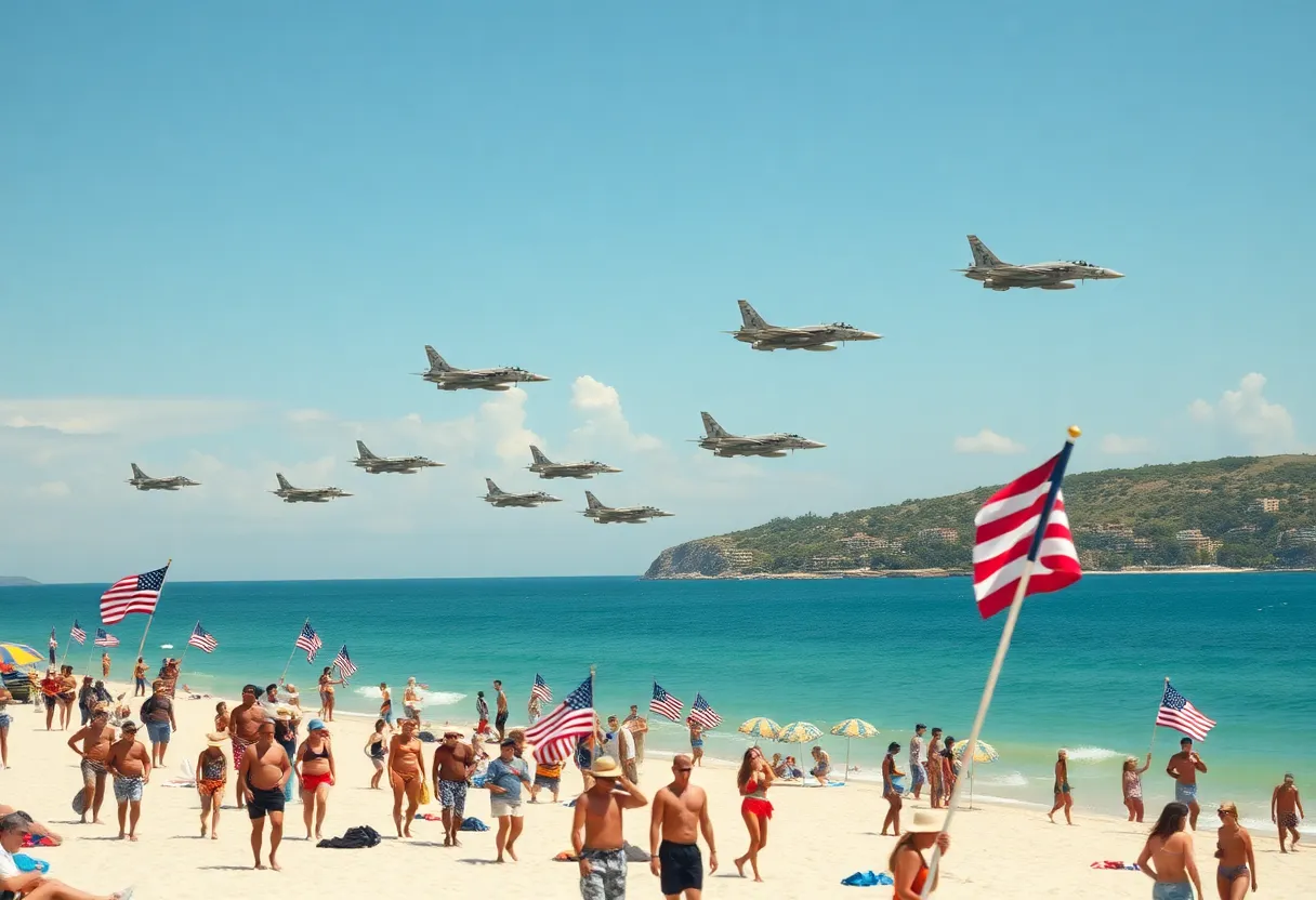 Military aircraft flyover during Salute from The Shore in South Carolina