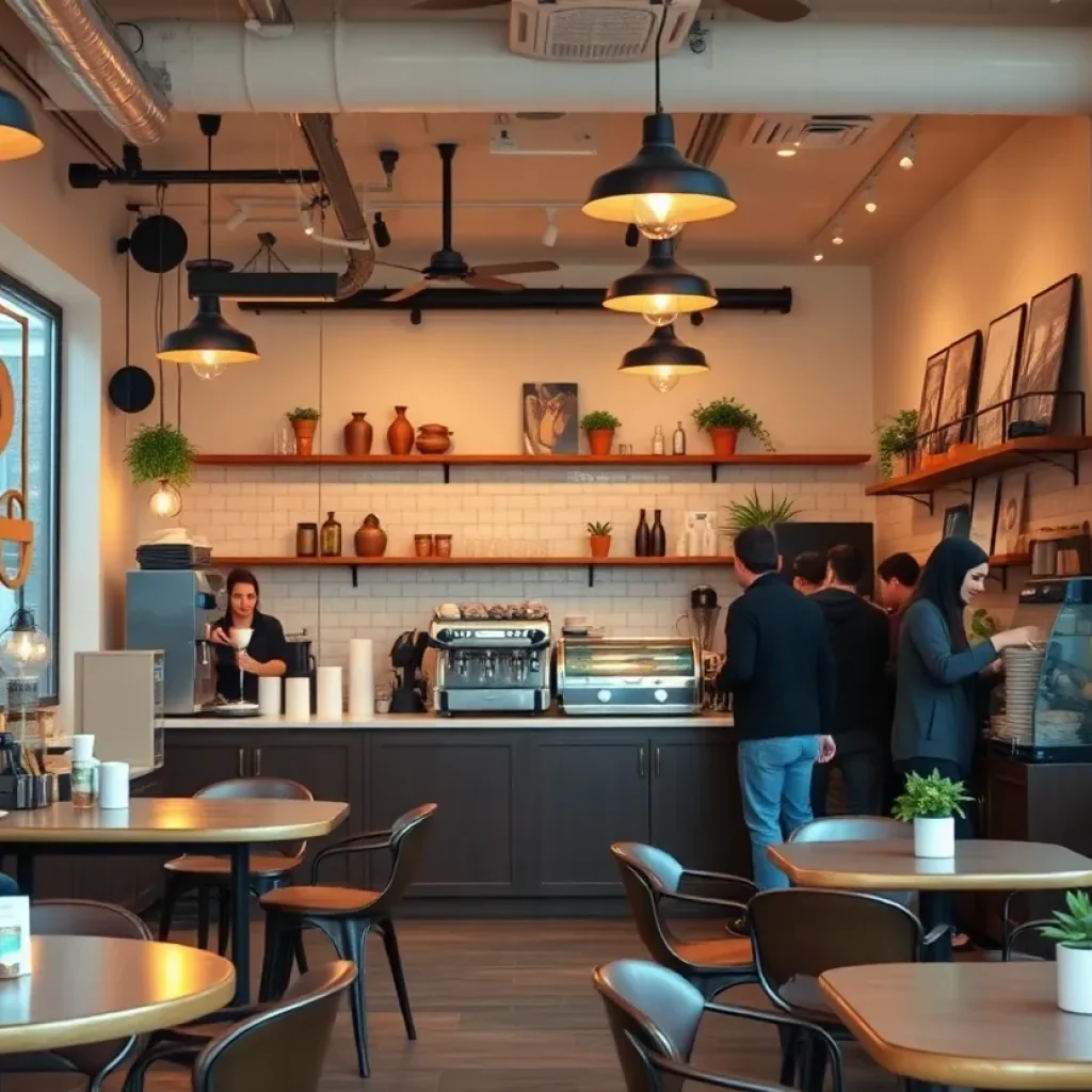 Interior of Origin Coffee café in Hilton Head, featuring modern design and coffee brewing equipment.
