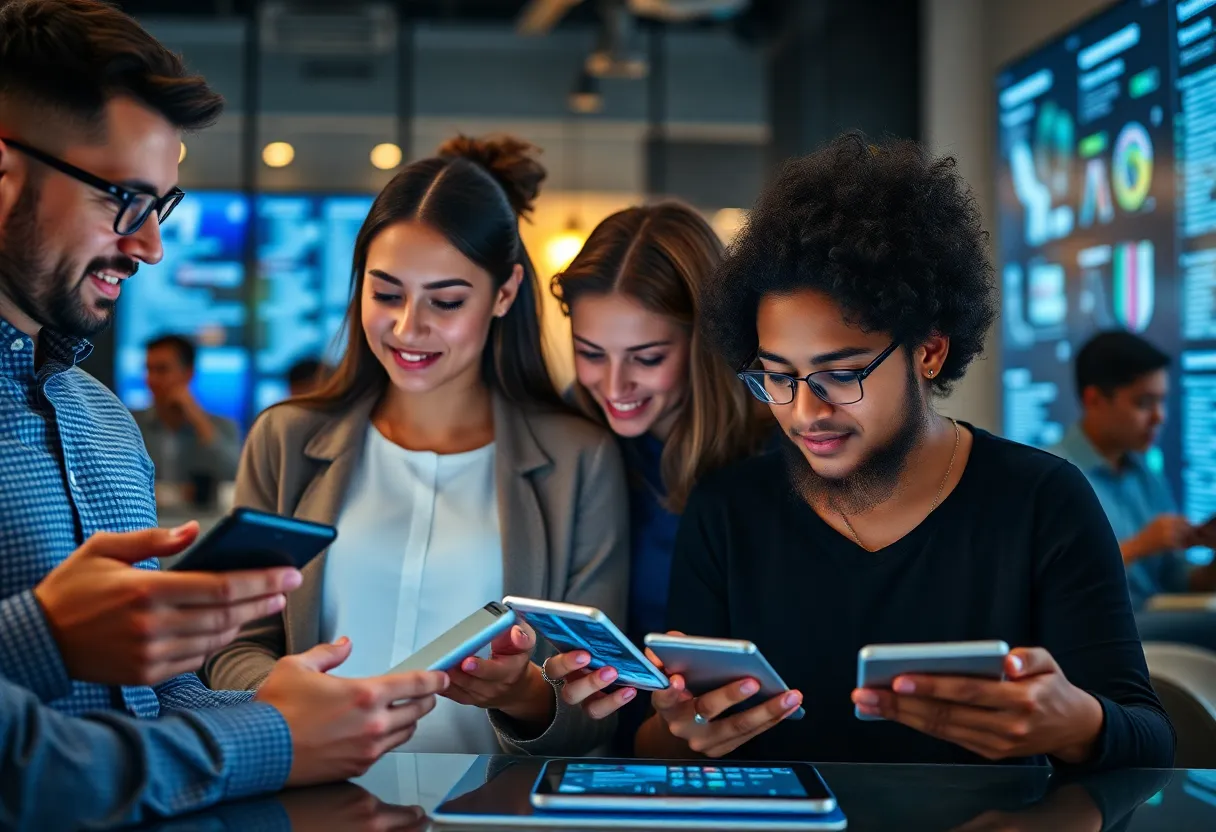 Individuals engaging with personalized digital marketing content