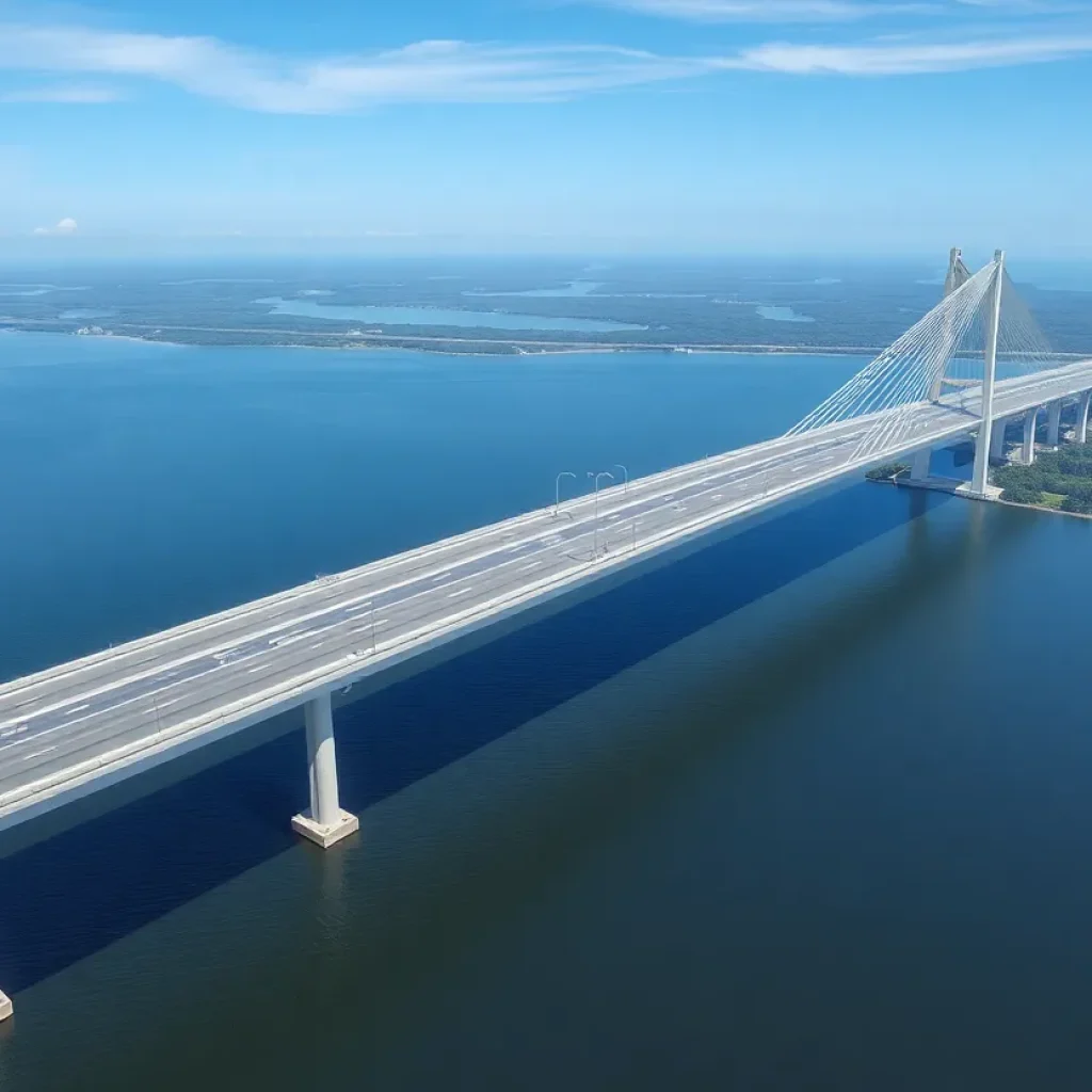 Conceptual view of a modern bridge designed for Hilton Head Island, showcasing traffic flow improvements.
