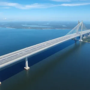 Conceptual view of a modern bridge designed for Hilton Head Island, showcasing traffic flow improvements.