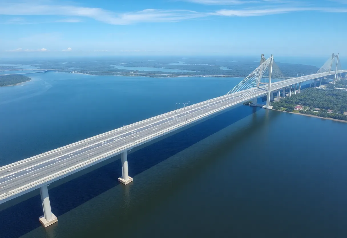 Conceptual view of a modern bridge designed for Hilton Head Island, showcasing traffic flow improvements.
