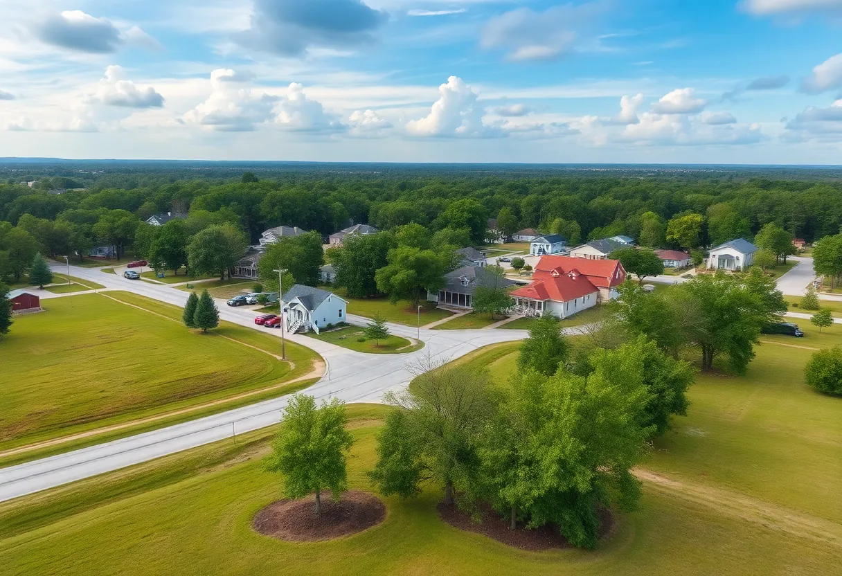 Landscape view of Sangaree, South Carolina after an earthquake.