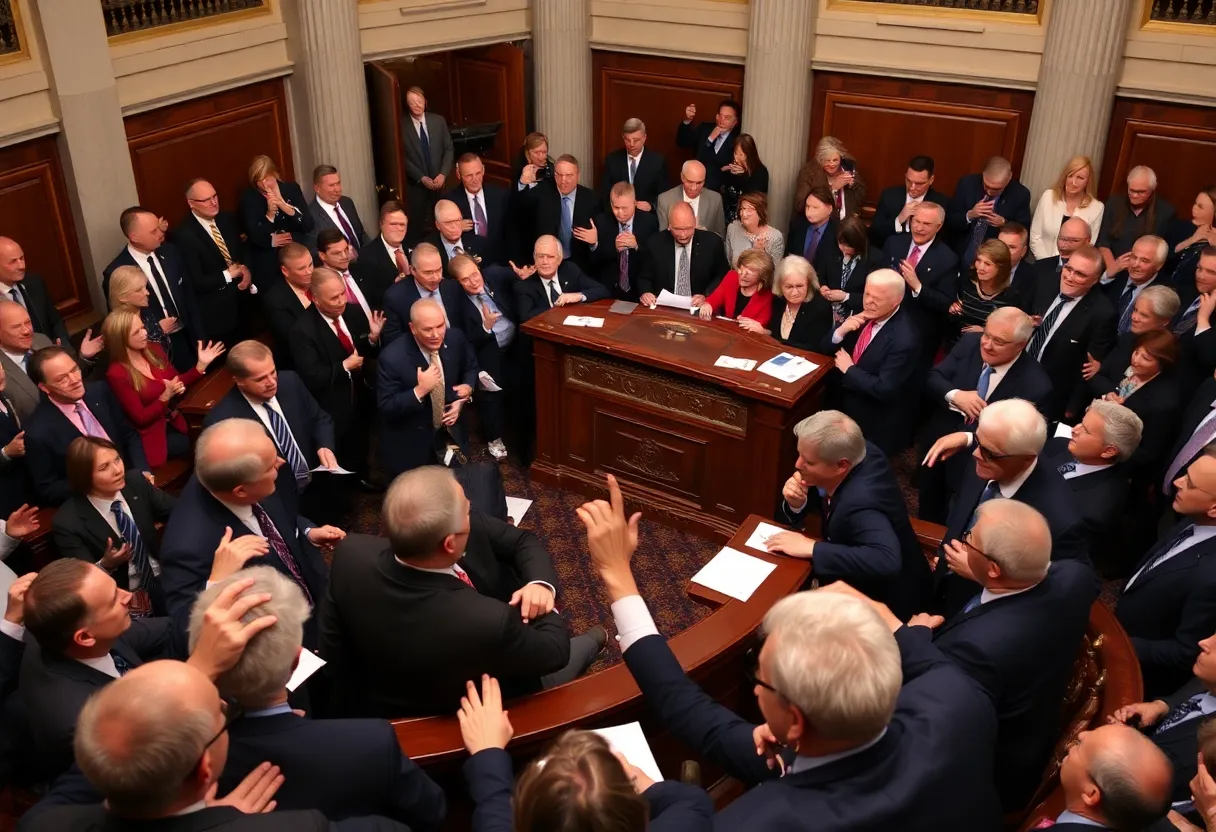 Senators debating a domestic policy bill on the Senate floor.