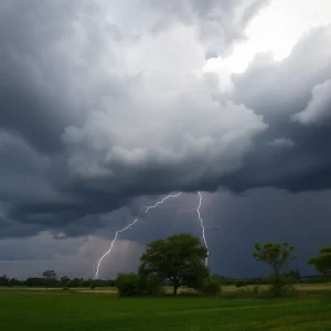 Dramatic clouds over a landscape during a severe thunderstorm in Aiken