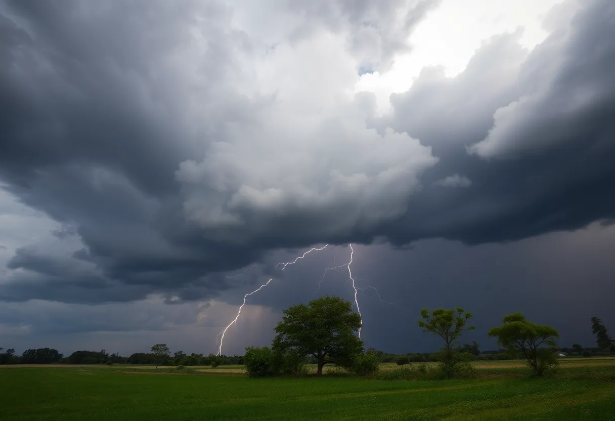 Dramatic clouds over a landscape during a severe thunderstorm in Aiken