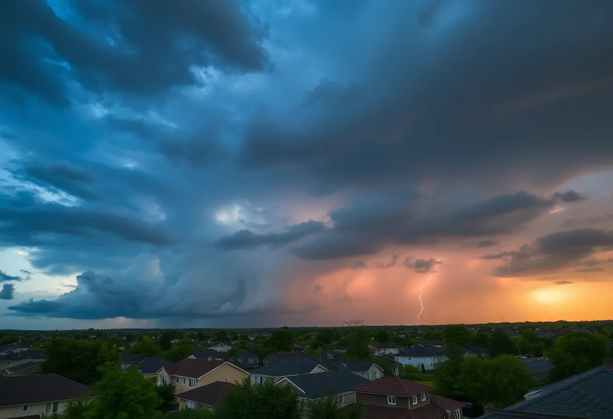 Clouds darkening before a severe thunderstorm in Edgefield, SC