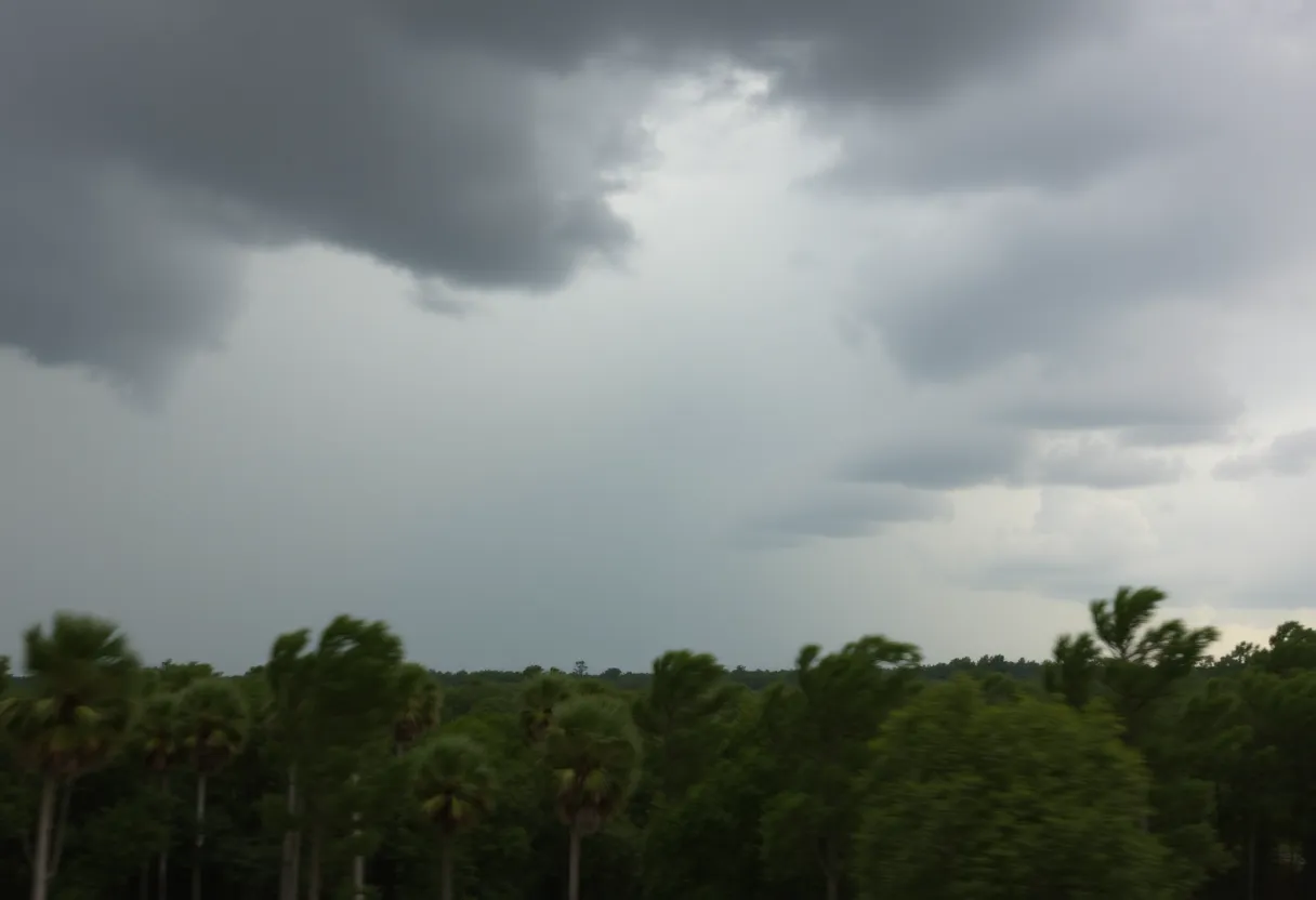 Dark storm clouds over South Carolina indicating severe weather