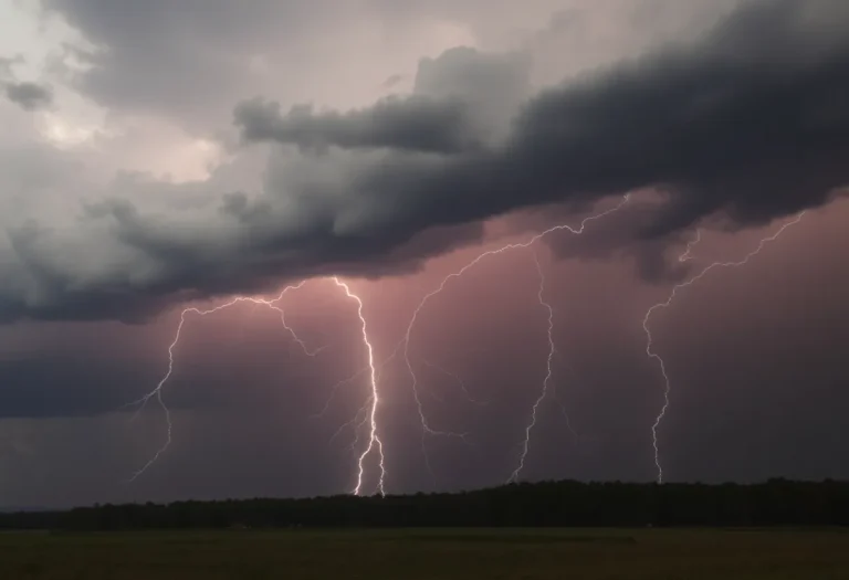 Dramatic thunderstorm clouds over coastal landscape in South Carolina