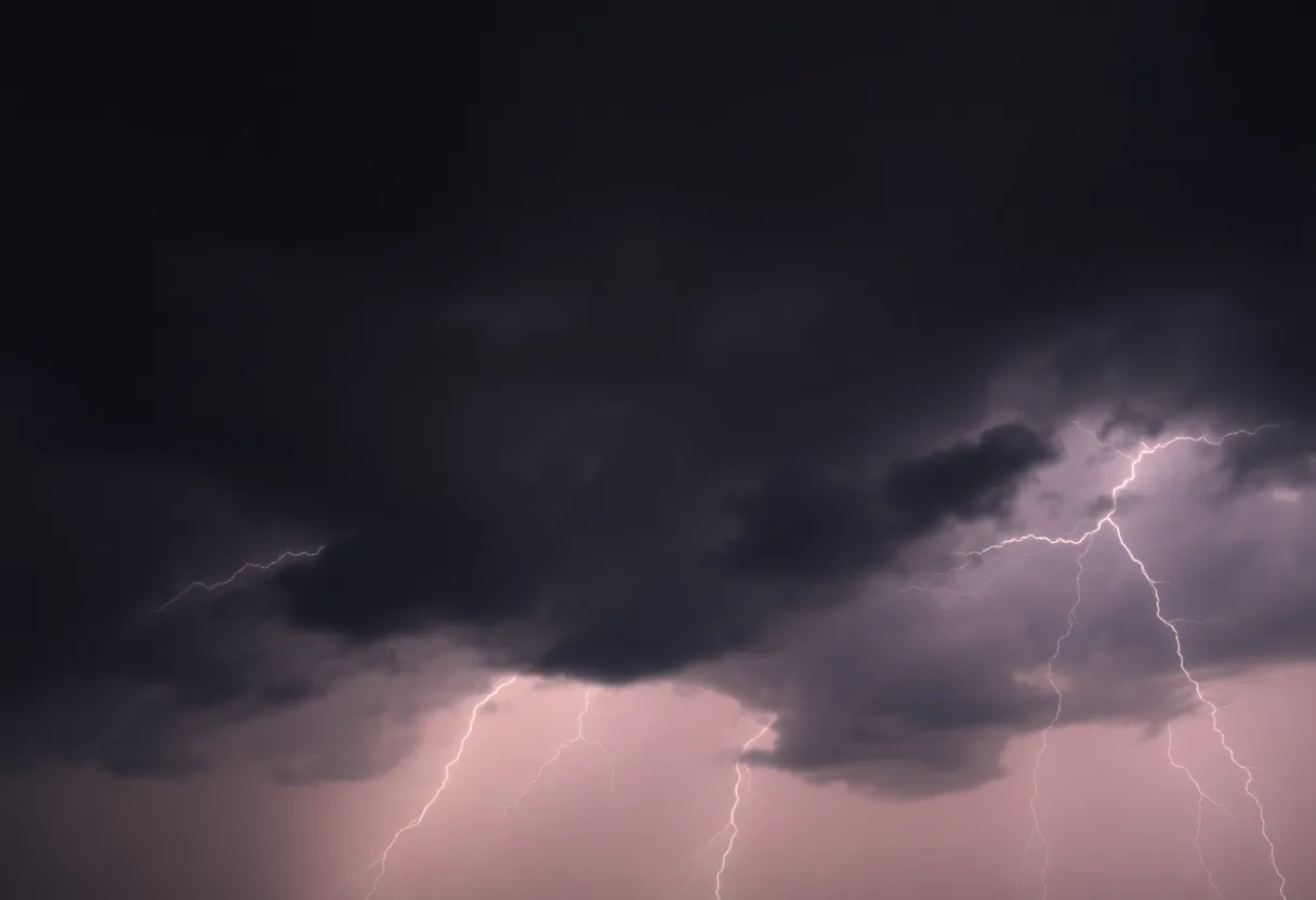 Dark storm clouds gathering in the sky over South Carolina