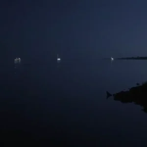 Night view of Skull Creek with soft reflections on the water