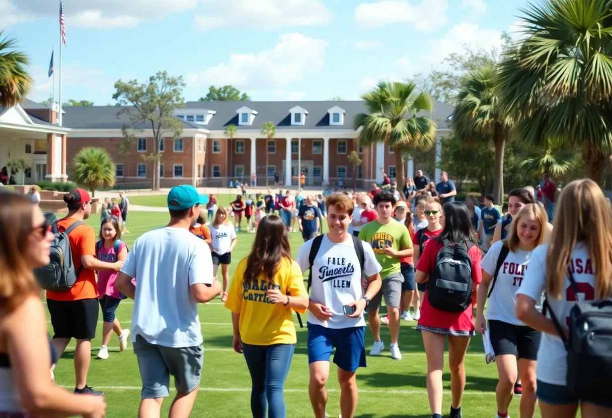 Students participating in athletics at USC Beaufort campus