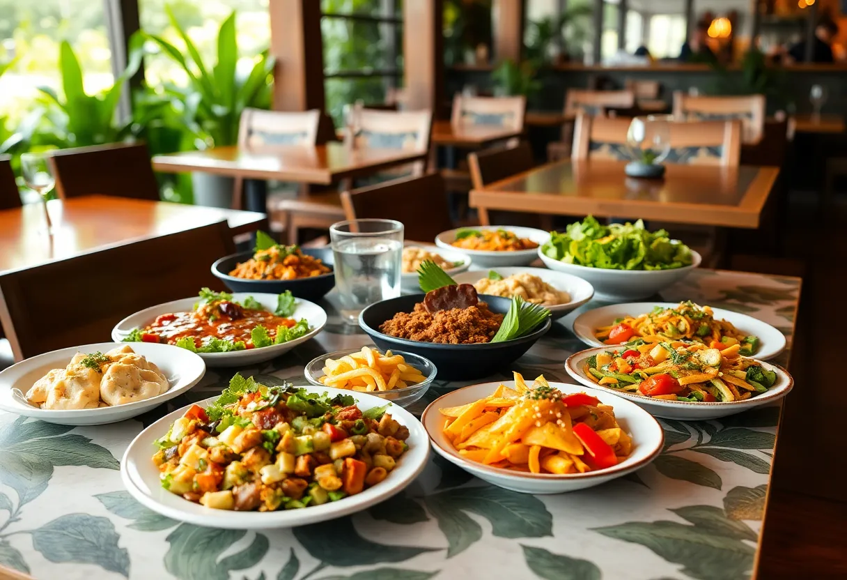 Colorful vegetarian dishes served in Hilton Head restaurants