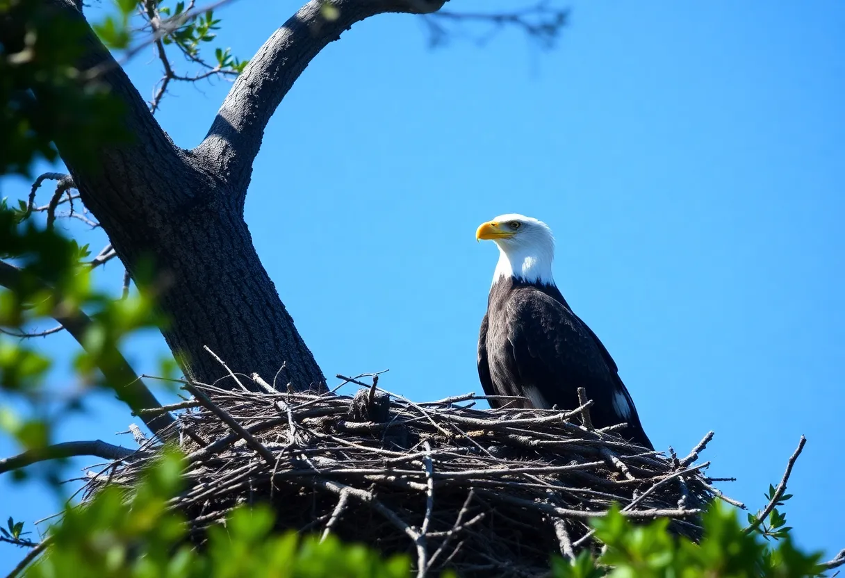 Bald eagle in a nest on Hilton Head Island