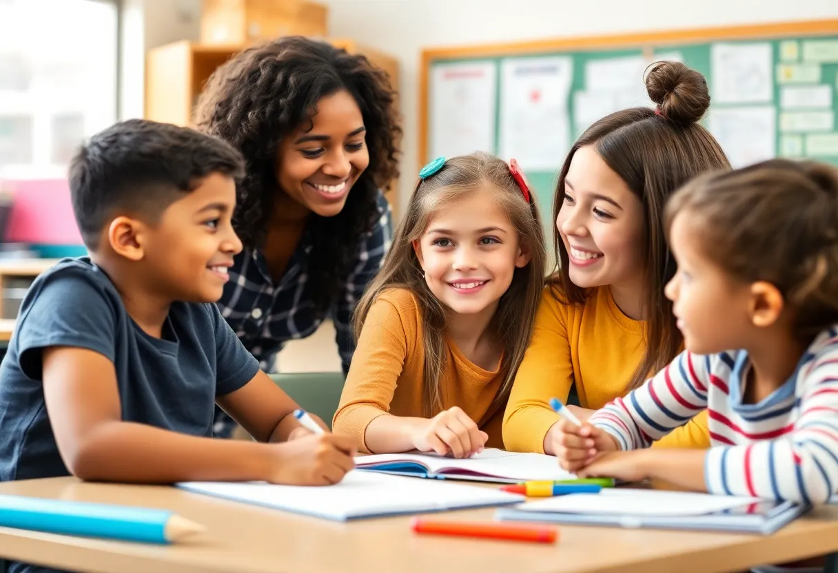 Classroom with engaged students and a teacher in Beaufort County
