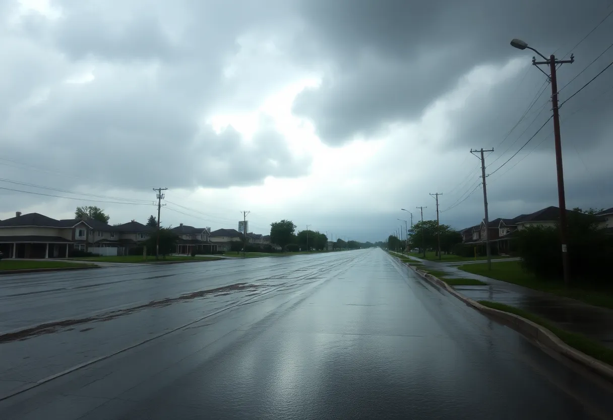 Flooded road in Beaufort County under heavy rain