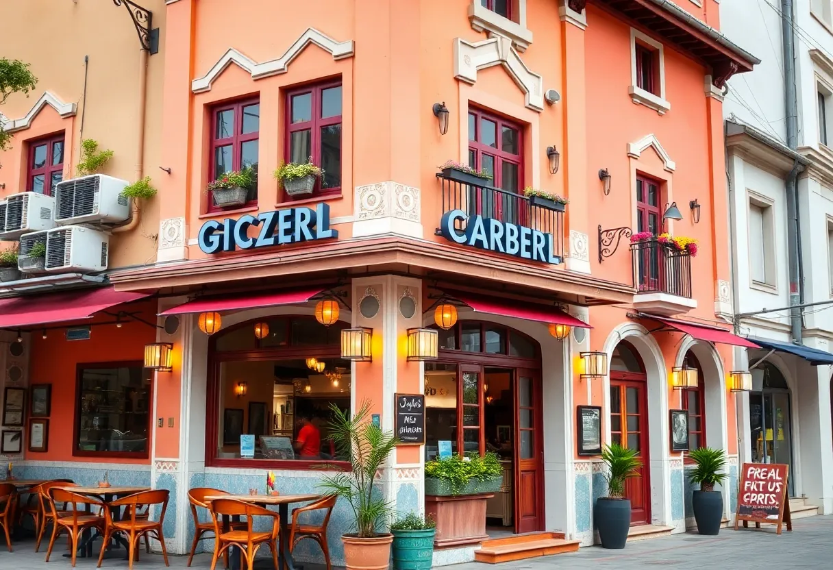 Exterior view of a Cracker Barrel restaurant with unique architectural features.
