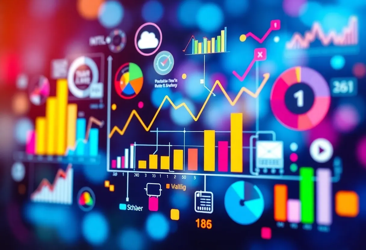 Creative visual representation of data analytics showing digital marketing strategies.