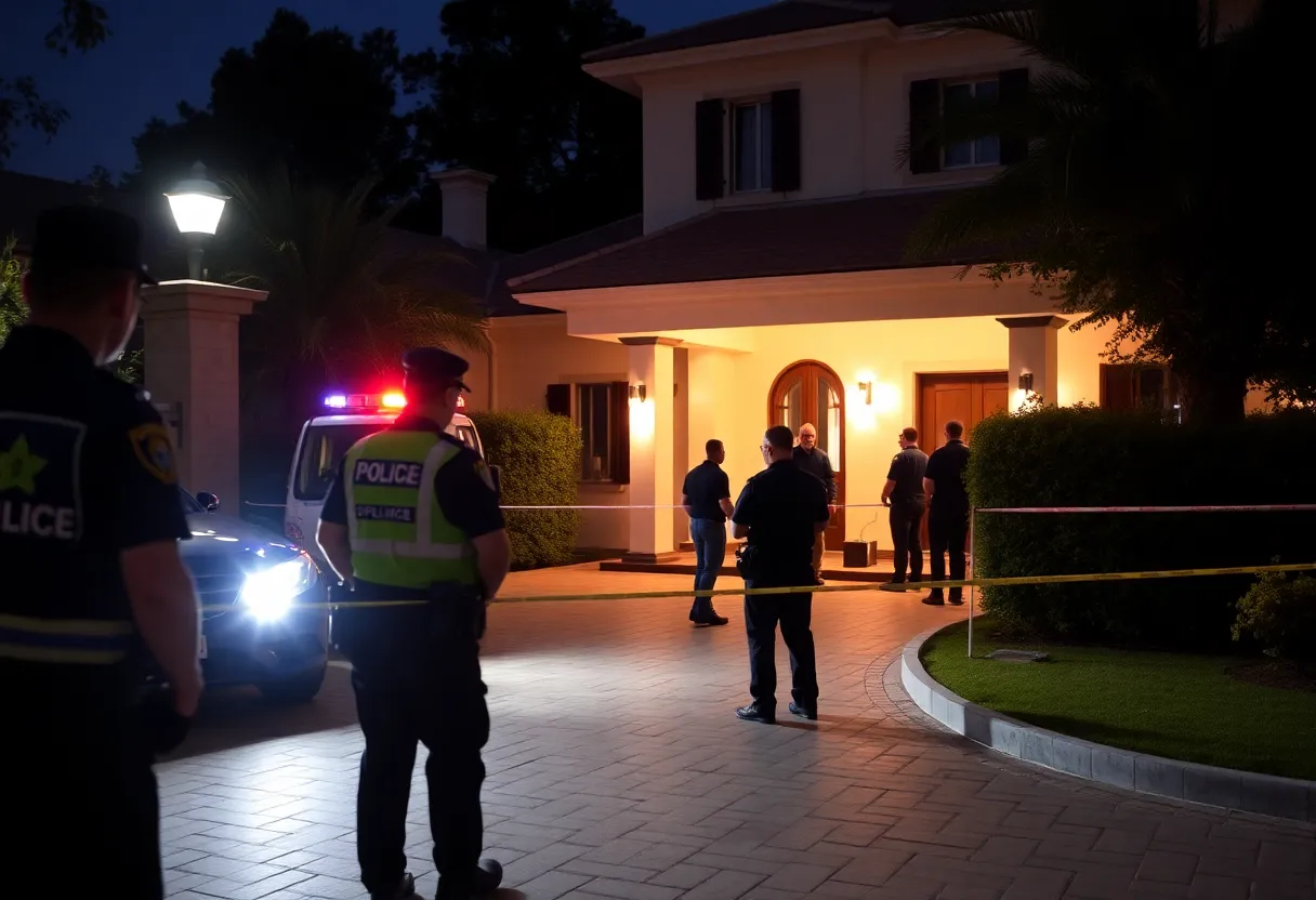 Emergency personnel responding to a stabbing incident at a villa on Hilton Head Island.