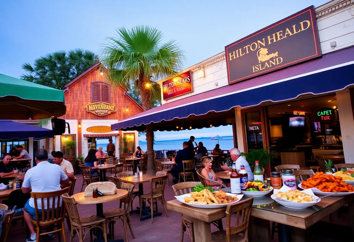 Outdoor dining experience at a restaurant on Hilton Head Island