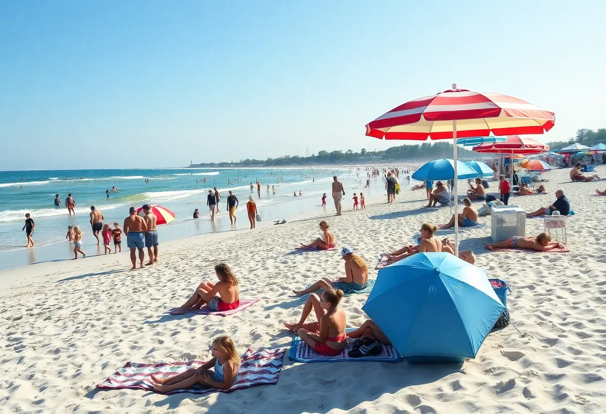 Families enjoying the beach at Hilton Head Island during Labor Day weekend