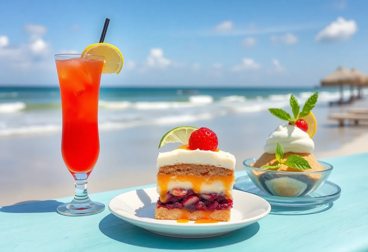 Refreshing summer cocktails and desserts on Hilton Head Island beach