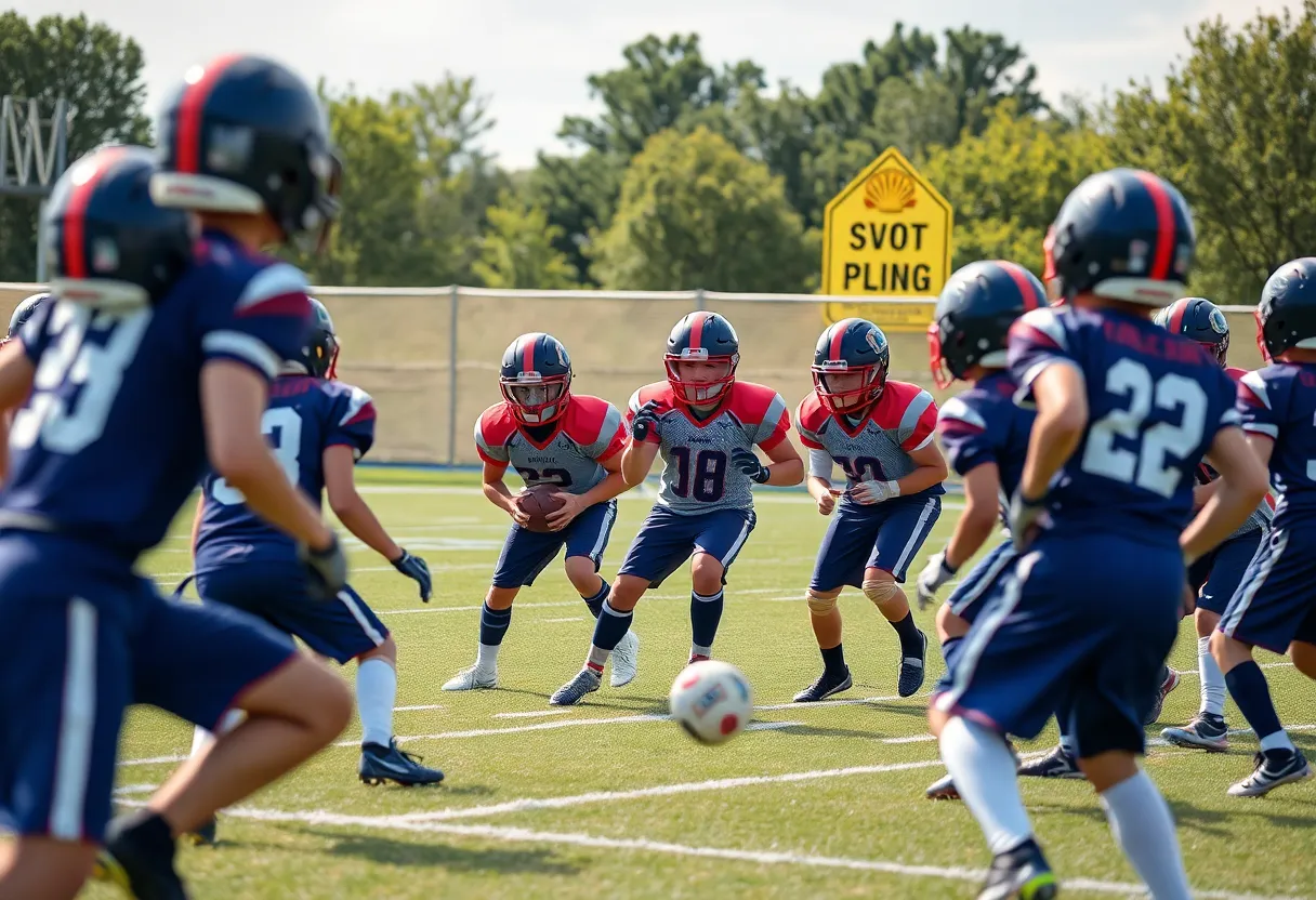 Hilton Head Seahawks football team practicing on the field