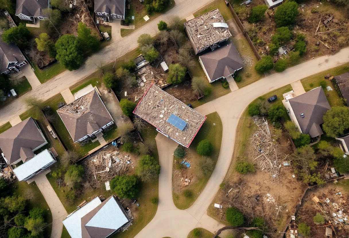 Damage from tornado in Jasper County, Mississippi
