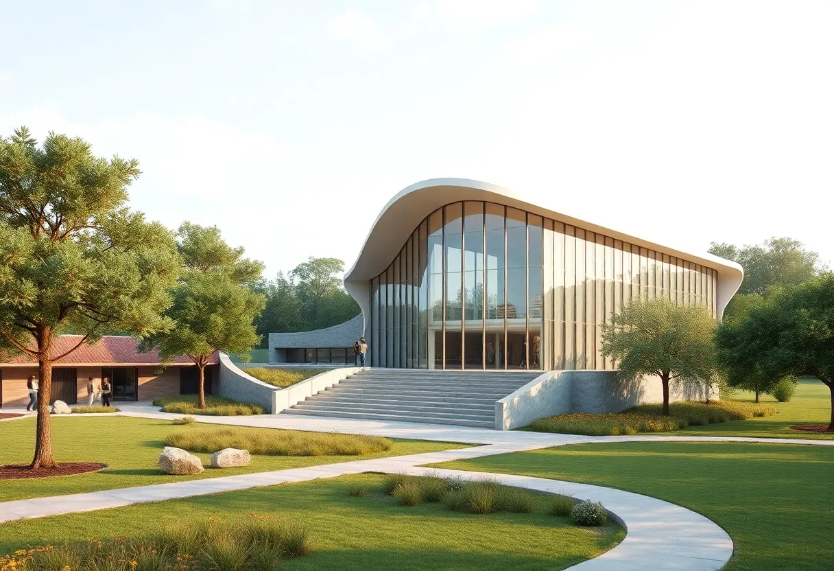 Architectural rendering of the new research facility at Mitchelville Freedom Park