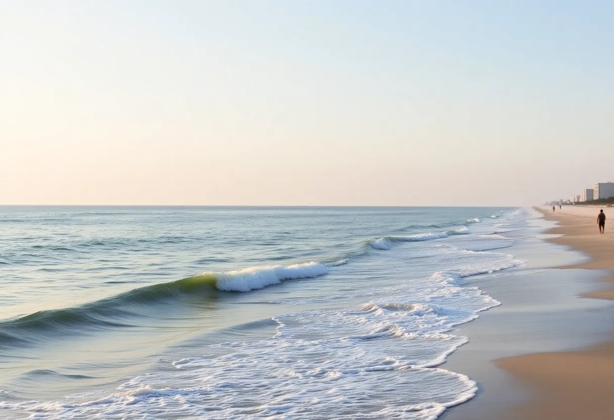 Coastal view of Myrtle Beach with gentle waves