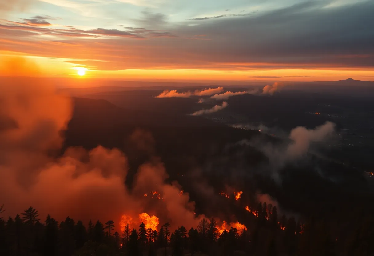 Wildfire blazing through Napa County with firefighters in action