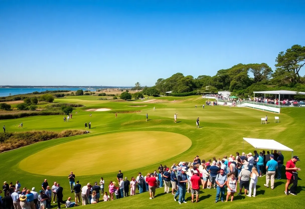 Spectators enjoying the RBC Heritage golf event at Harbour Town Golf Links