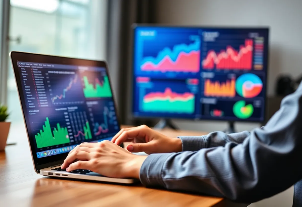 Digital marketing analysis with real-time data on a monitor