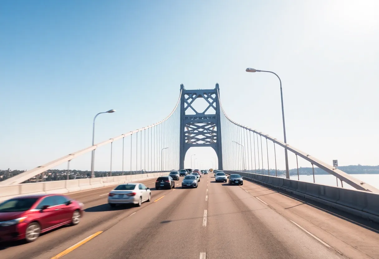 Talmadge Memorial Bridge with traffic after reopening