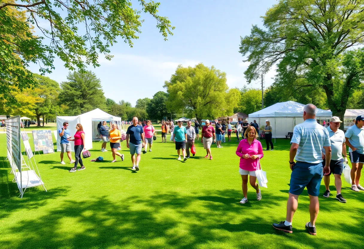A collage of community activities in Beaufort County including art exhibits, charity golf tournament, and first responders appreciation day.